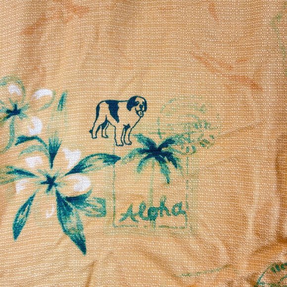 Vintage BIG DOG Mens M Orange Yellow Hawaiian Short Sleeve Button Casual Shirt - Picture 9 of 10